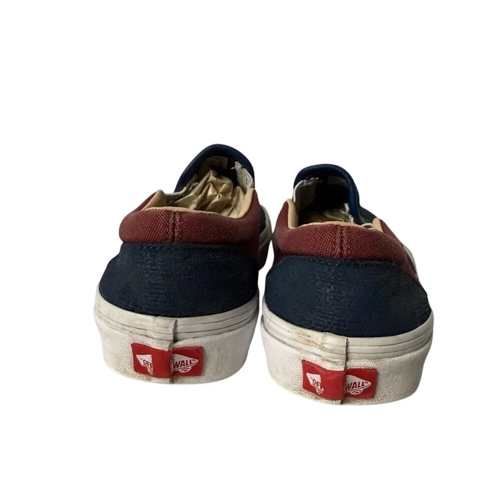 Vans Old Skool Blue and Red Slip On Textured Suede Men's 6.6‎ Women's 8